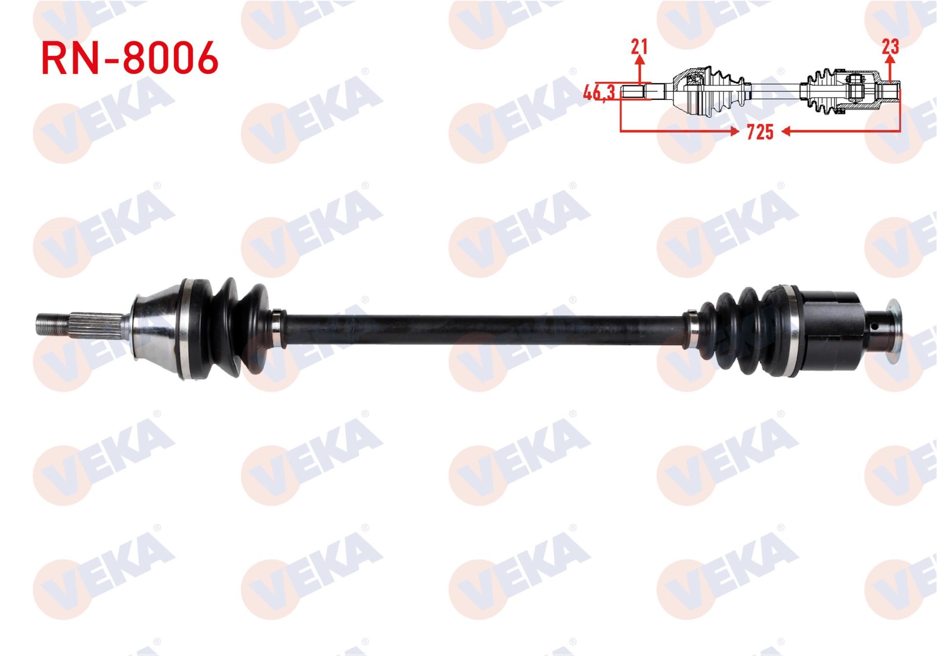 KOMPLE AKS SAG ON RENAULT R9 1.4 UZUNLUK 727,3mm 1985-2000 RN-8006