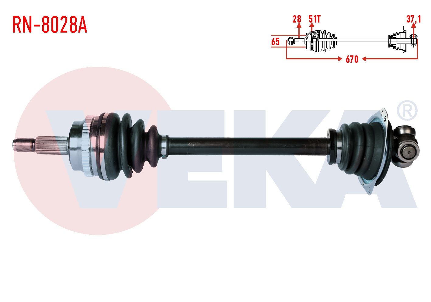 KOMPLE AKS SOL ON RENAULT MASTER II (FD) 2.5 D S8U ABSLI 51 DIS UZUNLUK 670 mm 1998-2010 RN-8028A