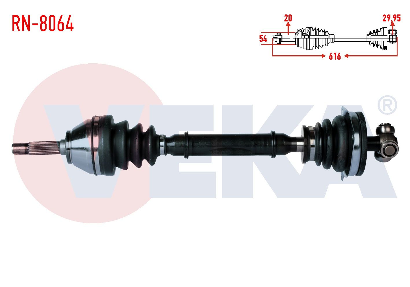 KOMPLE AKS SOL ON DACIA SOLENZA 1.4i UZUNLUK 616 mm 2003- - RN-8064