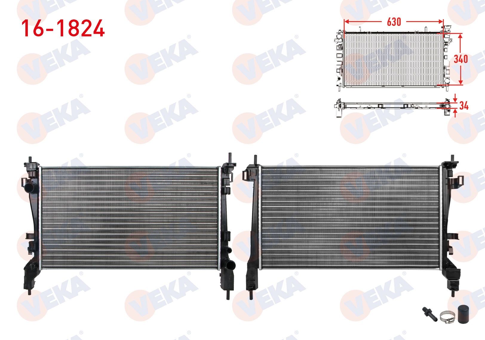 SU RADYATORU MEKANIK FIAT FIORINO 1.3 MJT M-T 2007- / CITROEN NEMO 1.3 HDi - 1.4 HDi 2008- / PEUGEOT BIPPER 1.3 HDi - 1.4 HDi 2008- 16-1824