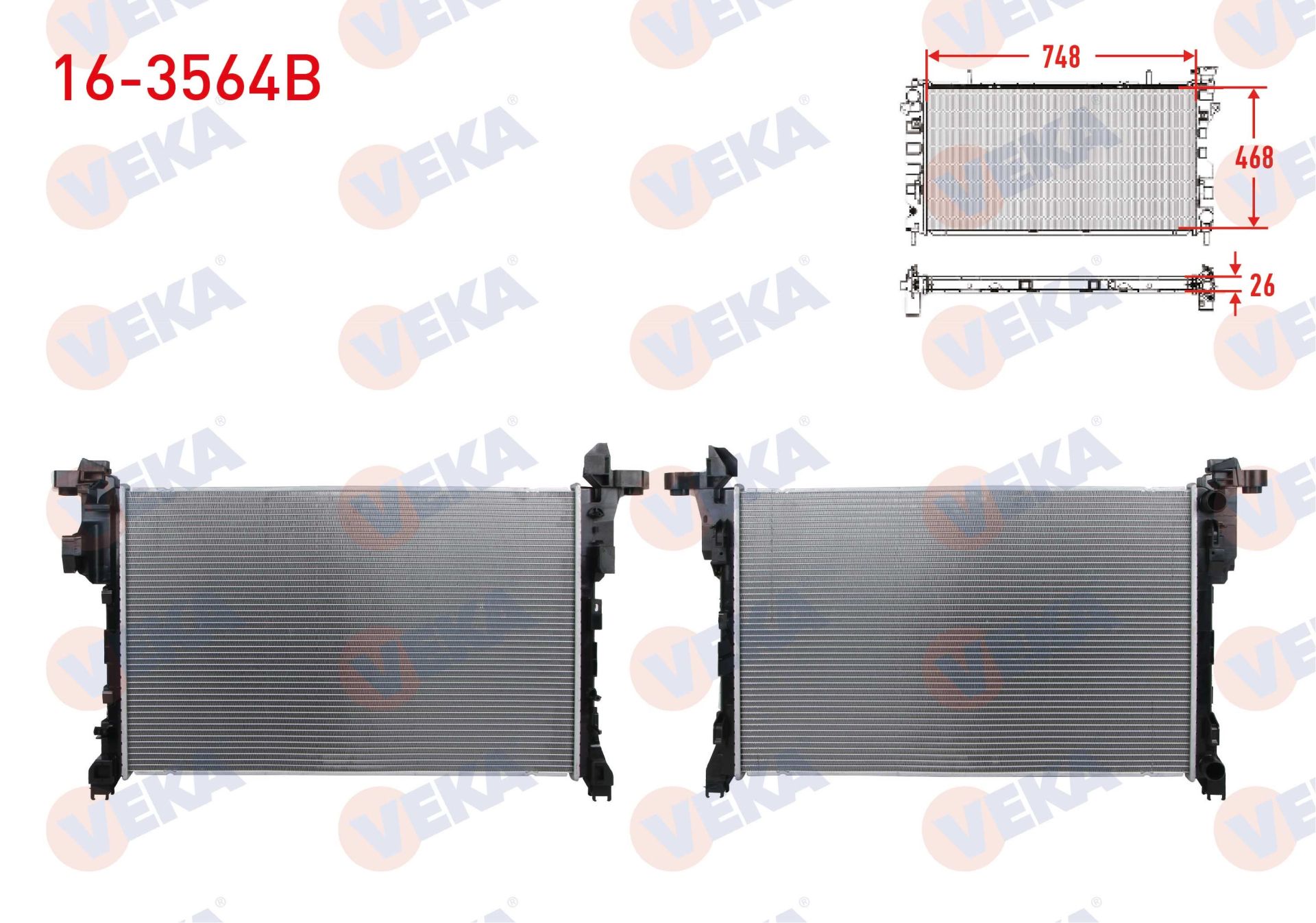 SU RADYATORU BRAZING RENAULT TRAFIC III (JG_) 1.6 DCI M-T AC- 115PS 2014- - 16-3564B