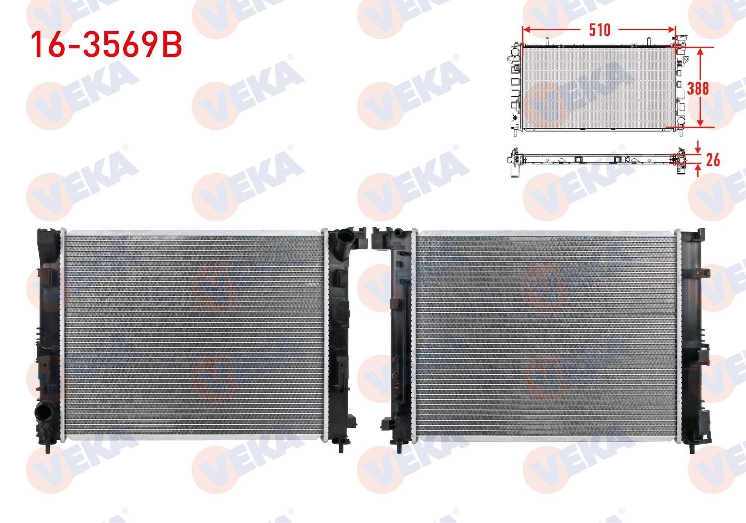 SU RADYATORU BRAZING RENAULT CLIO V, 5.5, CAPTUR II 1.0 SCe - 1.0 TCe - 1.3 TCe 2019-2024 / NISSAN MICRA V, JUKE 1.0 DIG-T 2018- 16-3569B