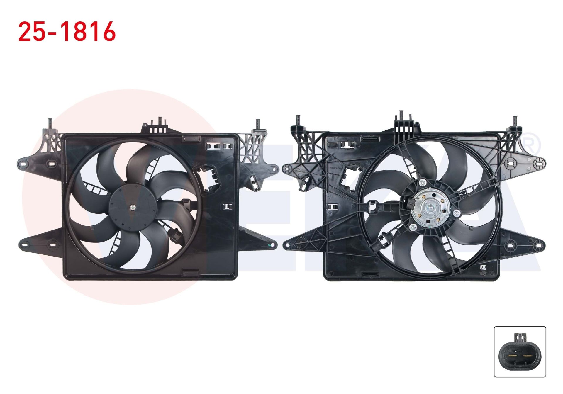 FAN MOTORU SU RADYATORU DAVLUMBAZLI TEKLI FANLI FIAT DOBLO (119,223) 1.4 M-T AC +/- 2001-2010 - 25-1816