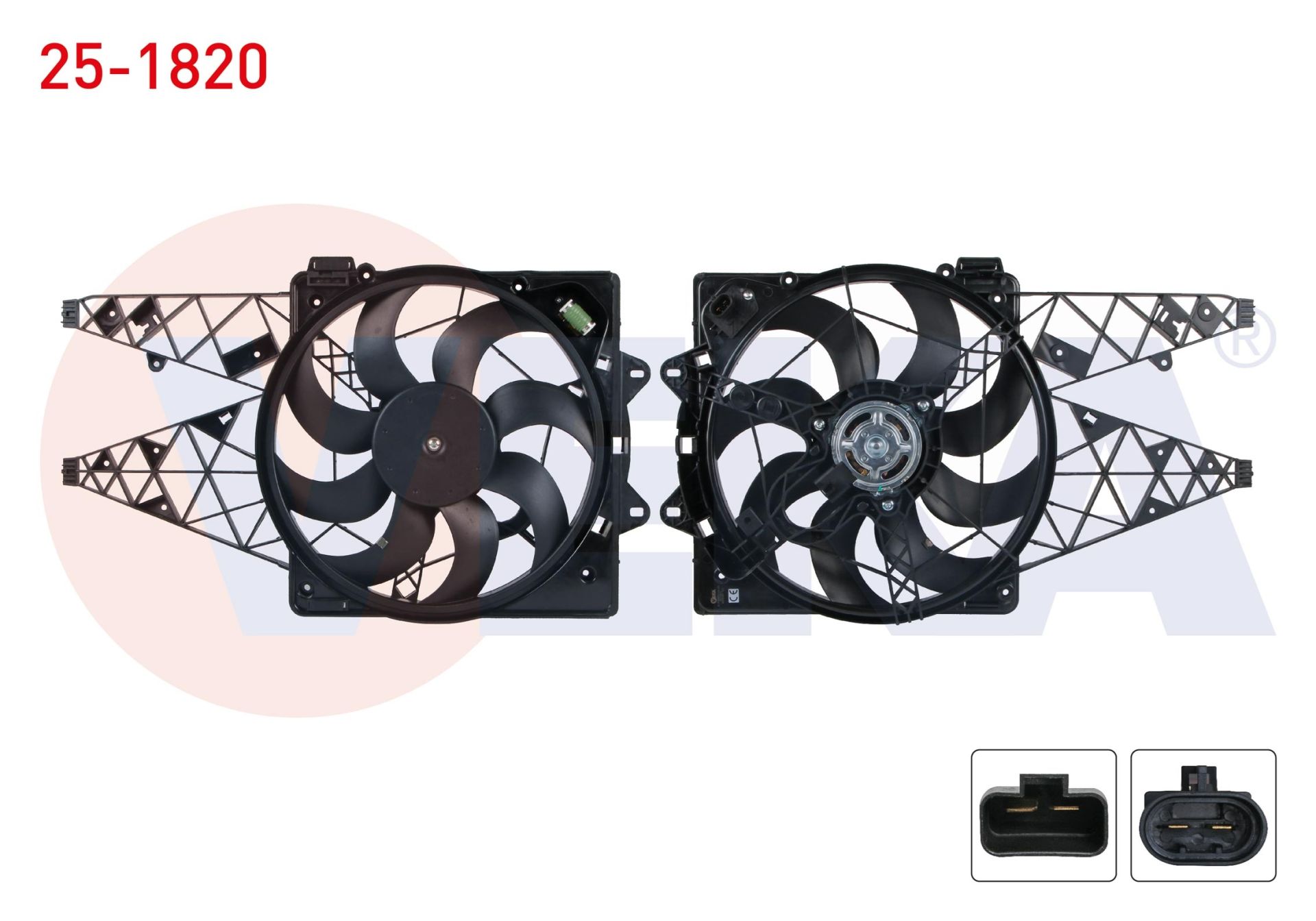 FAN MOTORU (SU+KLIMA) RADYATORU DAVLUMBAZLI TEK FAN FIAT DOBLO (152,263) 1.6 MJT 2010- - 25-1820