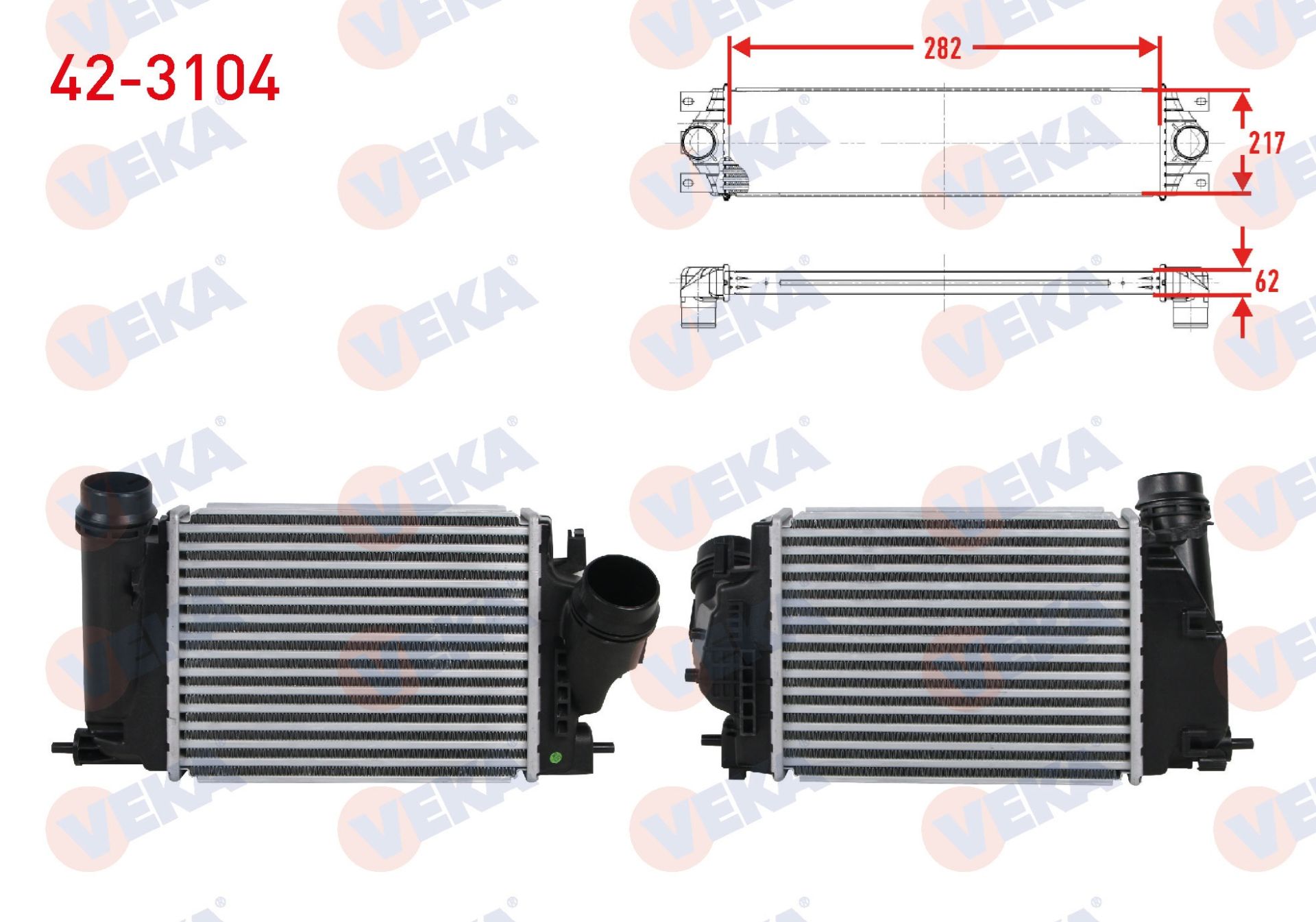 TURBO RADYATORU (INTERCOOLER) NISSAN QASHQAI (J11) 1.6 DCI 2014- - 42-3104