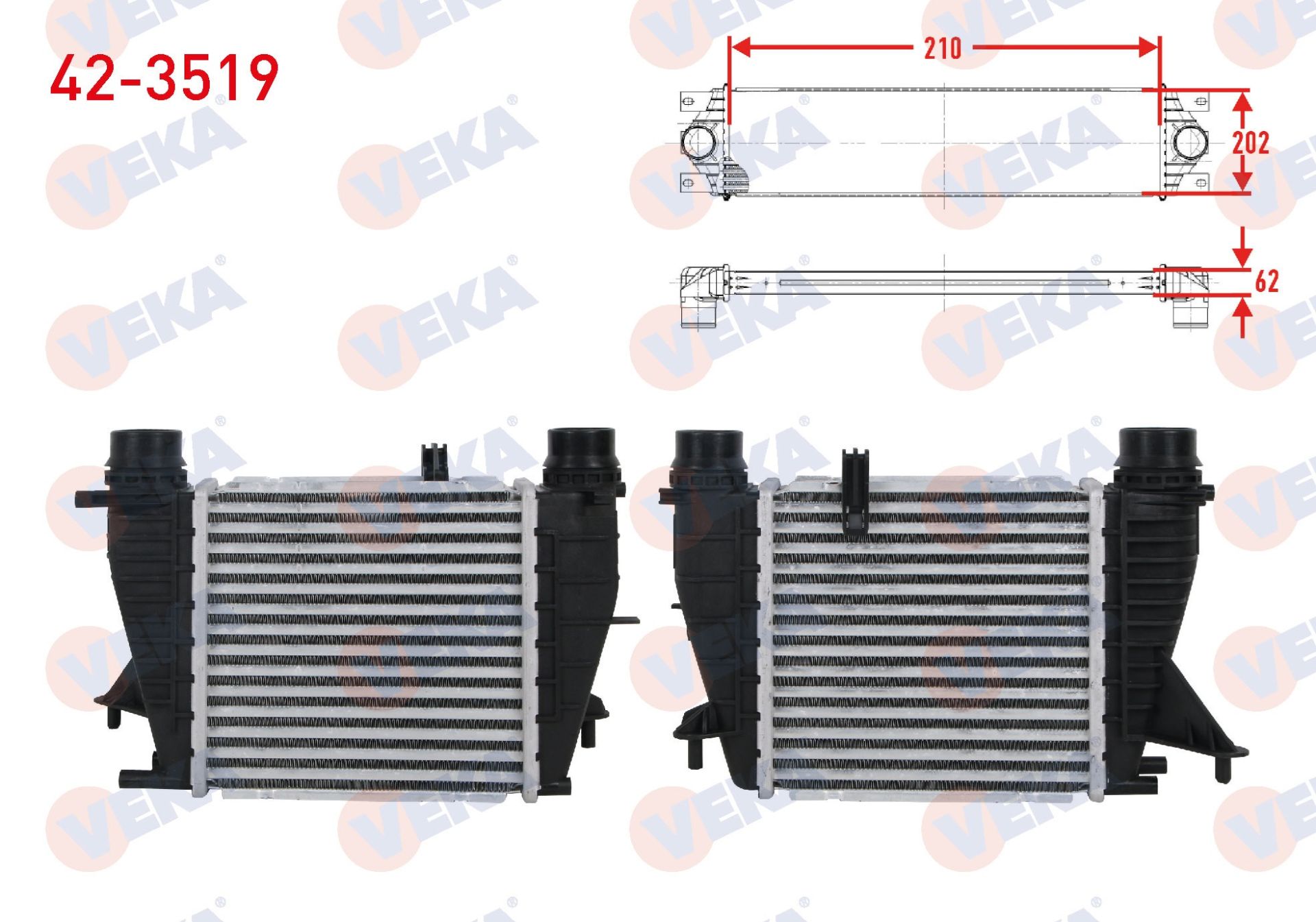 TURBO RADYATORU (INTERCOOLER) (SEGMANLI) RENAULT CLIO III (BR0/1,CR0/1) 1.5 DCI 2010- - 42-3519