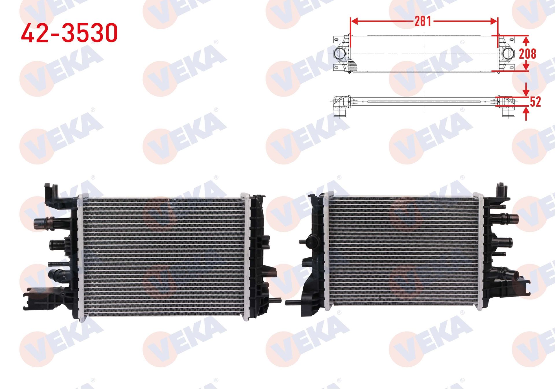 TURBO RADYATORU (INTERCOOLER) EURO 6 DACIA DUSTER 1.5 DCI, BlueDci 2017- / LODGY 1.5 DCI, BlueDci 2018- / LOGAN II 1.5 dCi 2018- / SANDERO 1.5 DCI, BlueDci 2018- - 42-3530