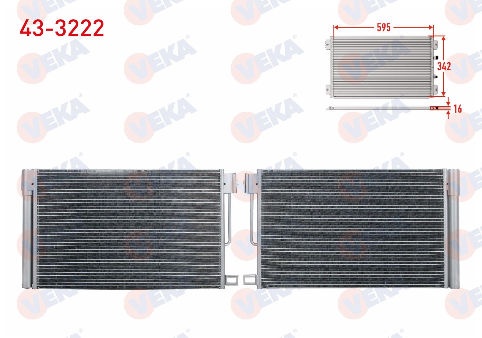 KLIMA RADYATORU FIAT FIORINO (225) 1.3 MJT 2007- PUNTO 1.2 - 1.4 2012- / ALFA ROMEO GIULIETTA 1.4 2010-2017 / OPEL CORSA 1.4 2014- / PEUGEOT BIPPER 1.4 HDI 2007- - 43-3222