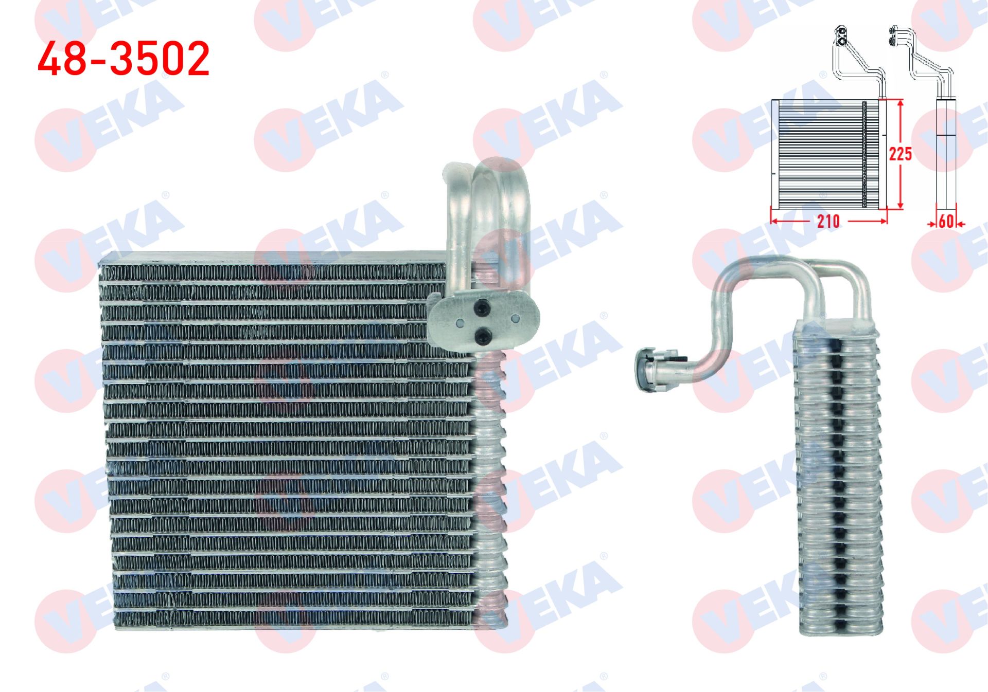 KLIMA EVAPORATORU BORULU 225X210X60 RENAULT MODUS 1.5 DCI 2004- / DACIA DUSTER 1.5 DCI - 1.6 16v 2010- / LOGAN 1.5 DCI 2004-2012 / SANDERO 1.5 DCI 2008-2013 / NISSAN MICRA 1.4i 16v 2003-2010 - 48-3502