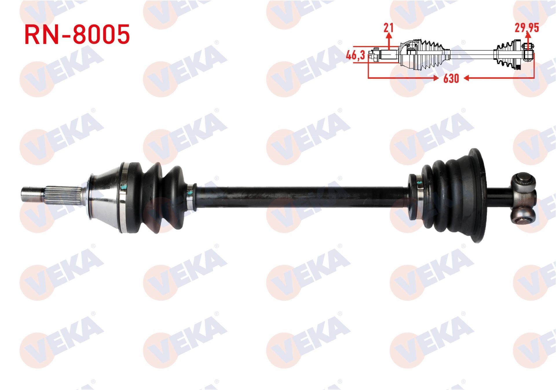 KOMPLE AKS SOL ON RENAULT R9  1.4 UZUNLUK 632,7 mm 1985-2000 RN-8005