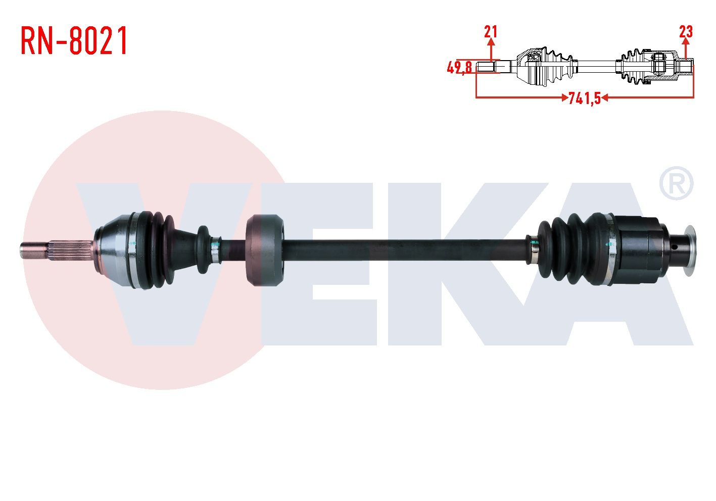 KOMPLE AKS SAG ON RENAULT MEGANE I (BA0/1) 1.6i 8v UZUNLUK 741,5mm 1996-2003 RN-8021