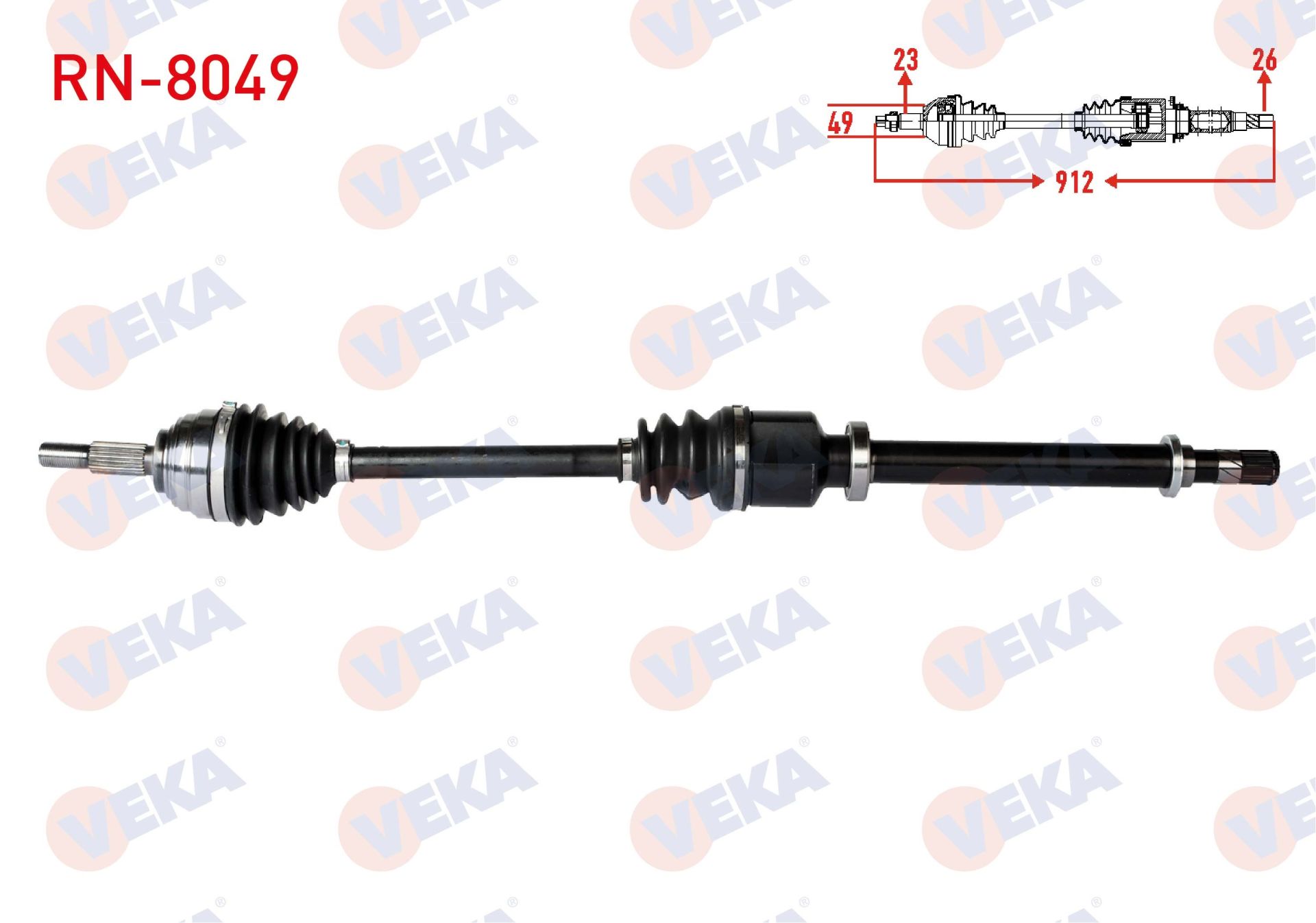 KOMPLE AKS SAG ON UZUNLUK 911mm RENAULT MEGANE II 1.4i 16v - 1.5 DCI - 1.6i 16v 2002-2008 RN-8049
