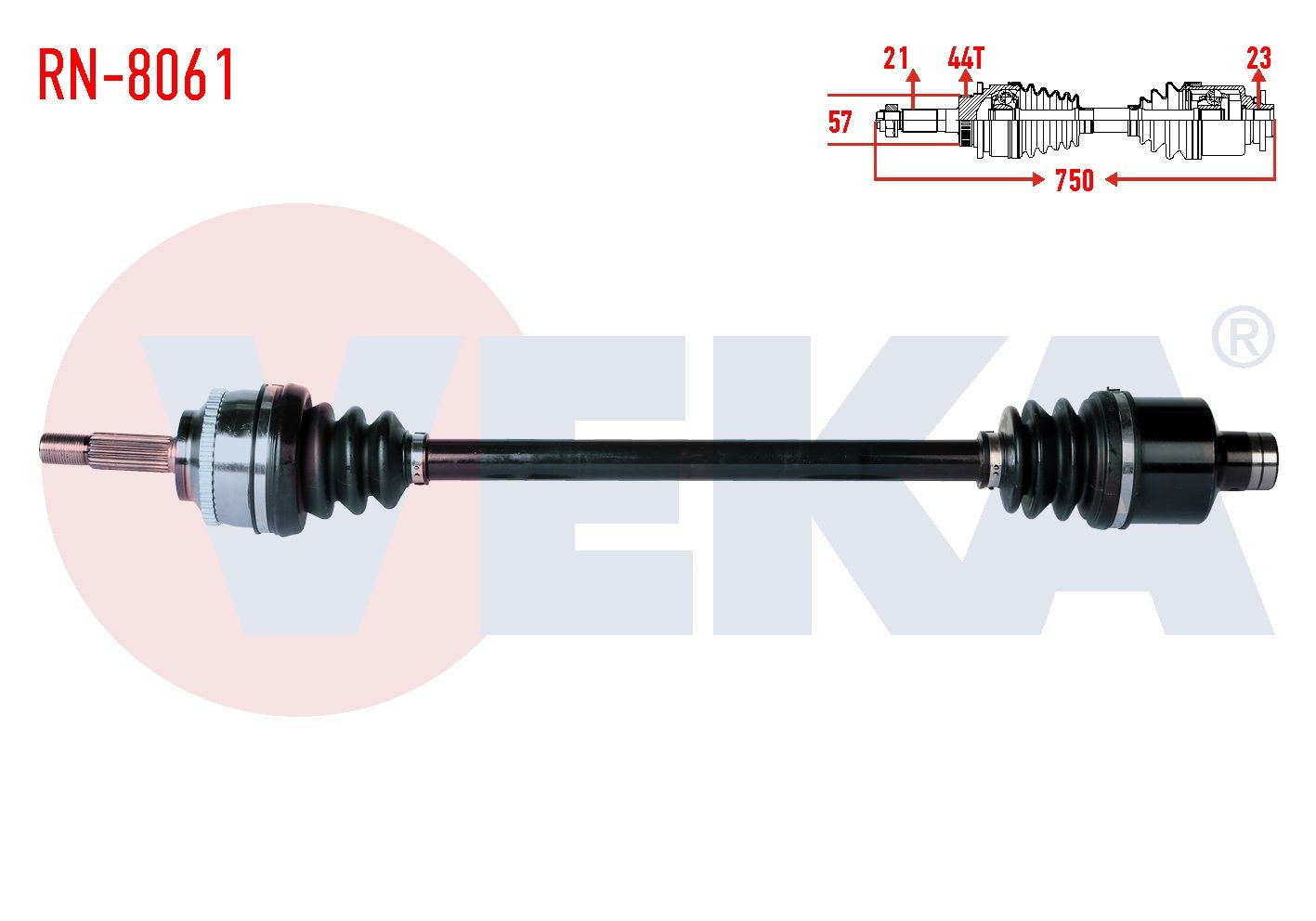KOMPLE AKS SAG ON RENAULT MEGANE I (BA0/1) 1.6i 8v ABSLI 44 DIS UZUNLUK 750mm 1996-2003 RN-8061