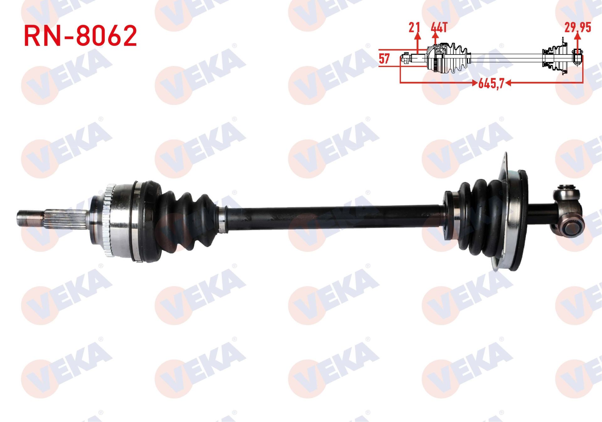 KOMPLE AKS SOL ON RENAULT MEGANE I 1.6 8v - 1.6i 16v ABSLI 44 DIS UZUNLUK 645,7 mm 1996-2003 RN-8062