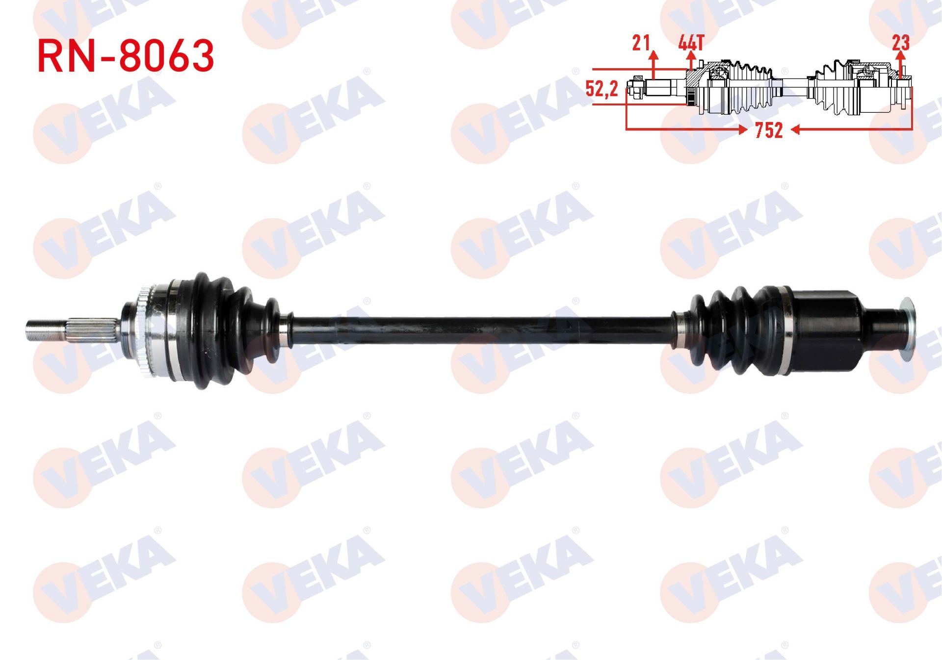 KOMPLE AKS SAG ON RENAULT MEGANE I 1.6 8v - 1.6i 16v ABSLI 44 DIS UZUNLUK 752mm 1996-2003 RN-8063