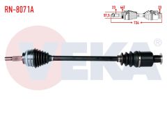 KOMPLE AKS SAG ON RENAULT KANGOO (KC0/1) 1.5 DCI KALIN FREZE ABSLI 44 DIS UZUNLUK 724mm 1998-2008 RN-8071A