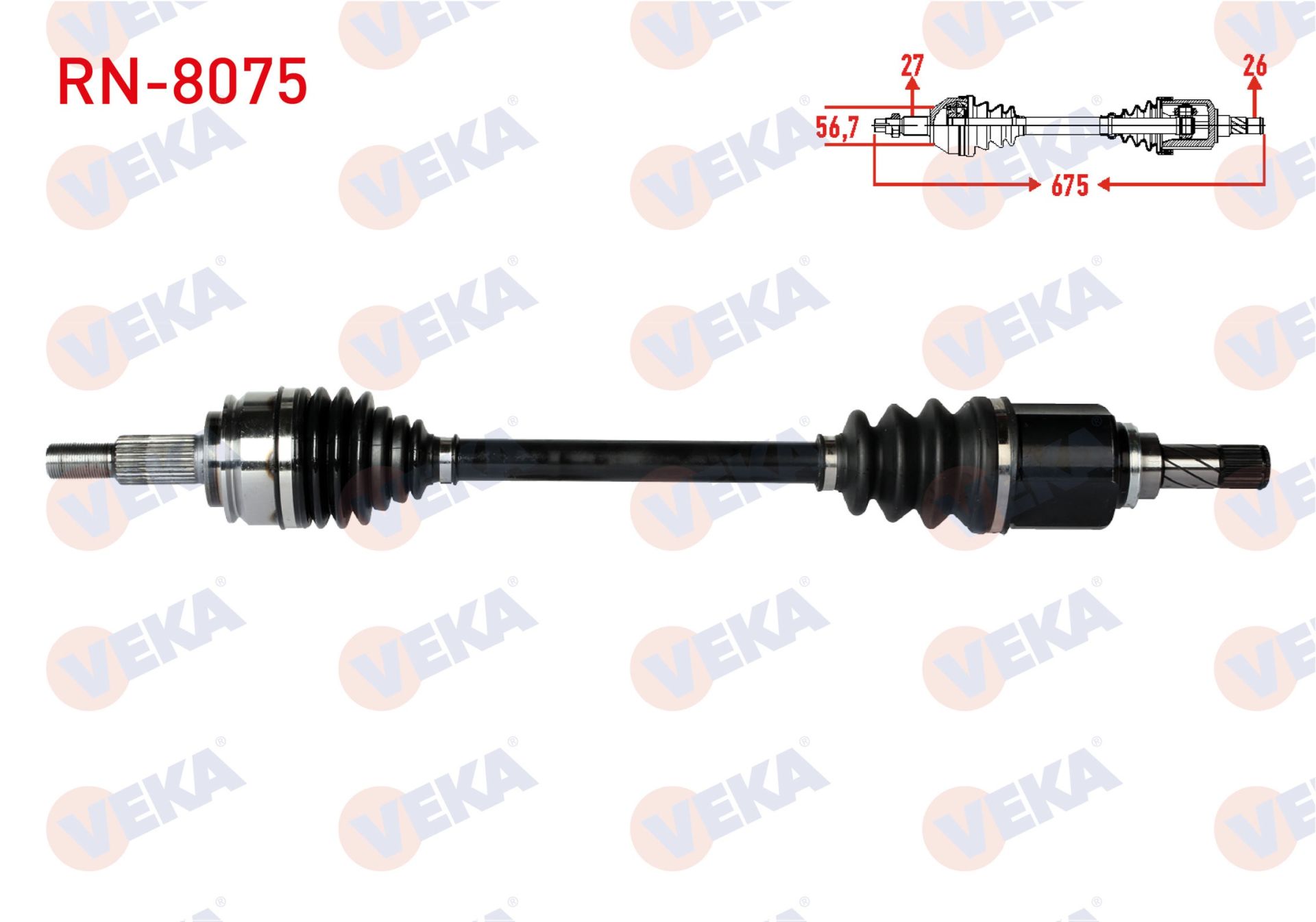KOMPLE AKS SOL ON UZUNLUK 675mm RENAULT KANGOO 1.5 DCI 2008- / MERCEDES CITAN (W415) 1.5 CDI 2012- RN-8075