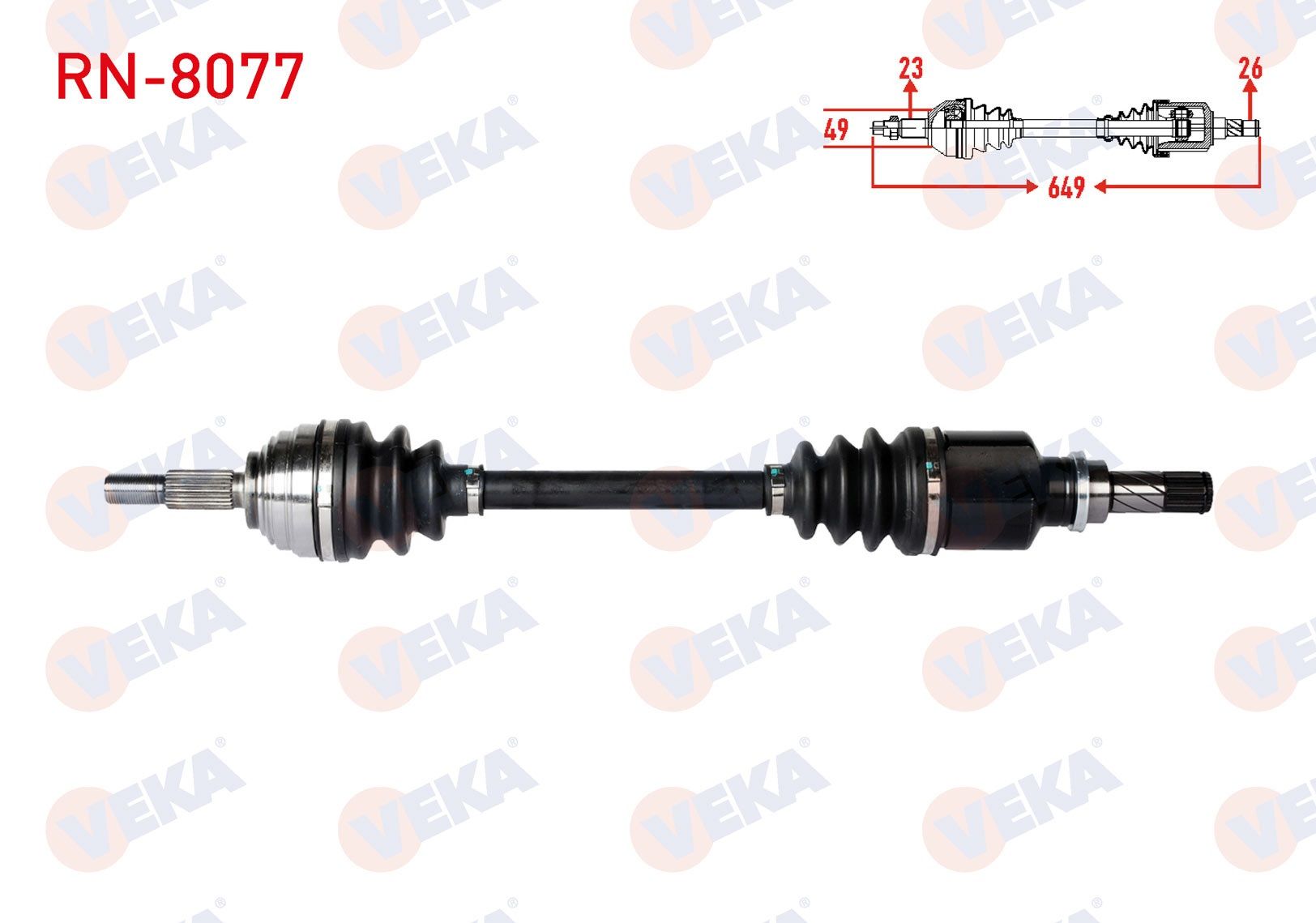 KOMPLE AKS SOL ON UZUNLUK 649mm RENAULT CLIO III 1.2 - 1.4 - 1.5 DCI 2005-2012 / DACIA LOGAN - LOGAN MCV 1.5 DCI - 1.6 2004-2012 RN-8077