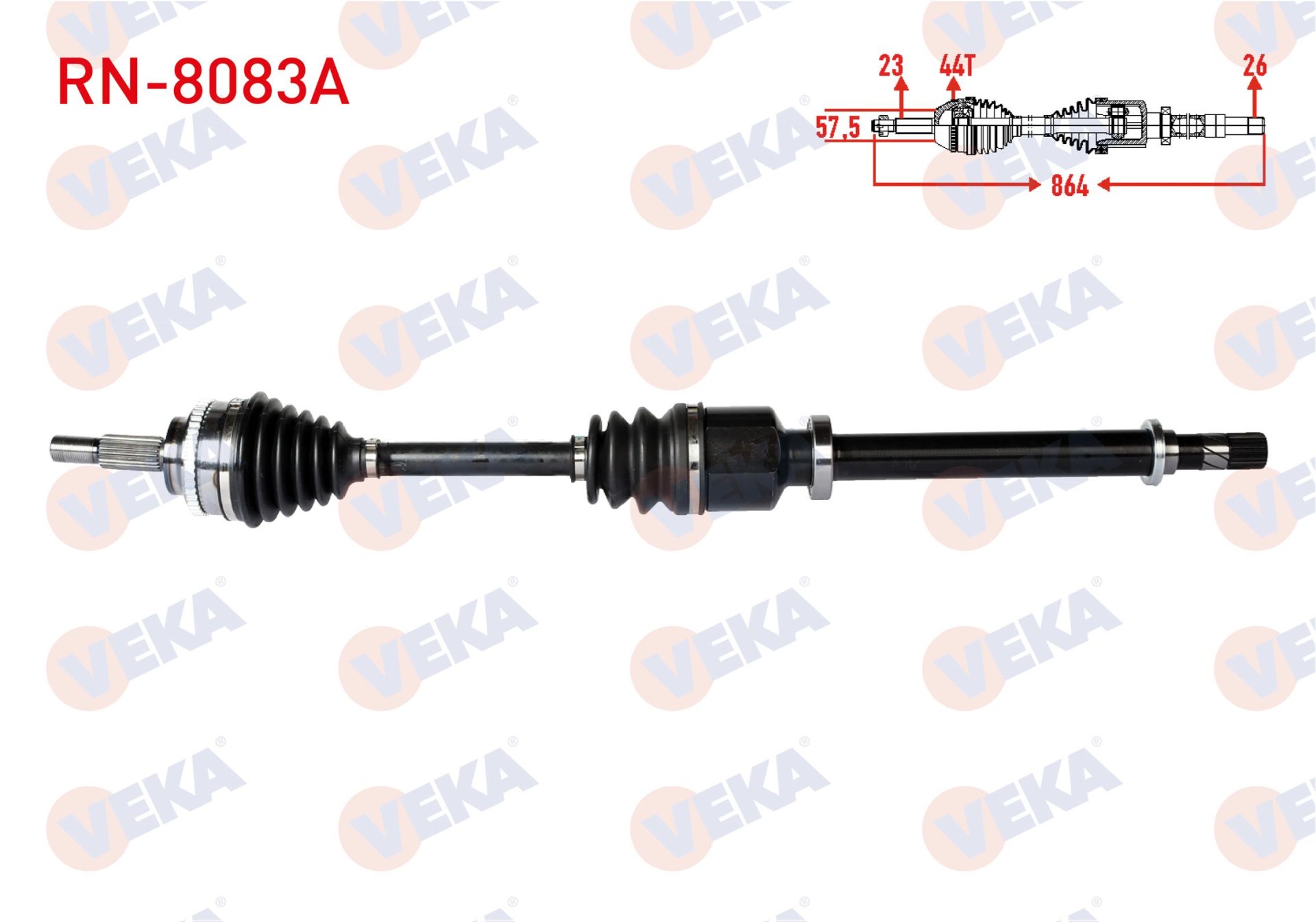 KOMPLE AKS SAG ON RENAULT SYMBOL - THALIA II 1.5 DCI ABSLI 44 DIS UZUNLUK 864mm 2008- RN-8083A