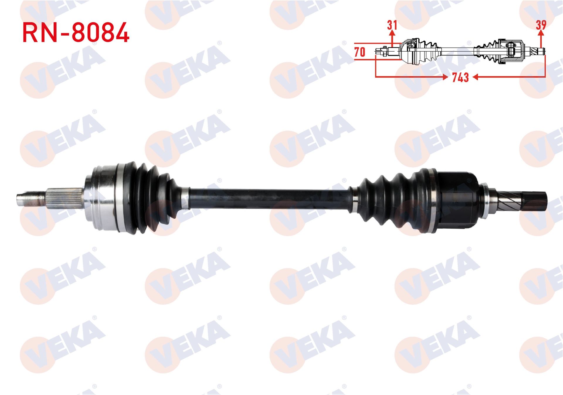 KOMPLE AKS SOL ON RENAULT MASTER III (FV) 2.3 DCI 6 VITES UZUNLUK 743mm 2010- RN-8084