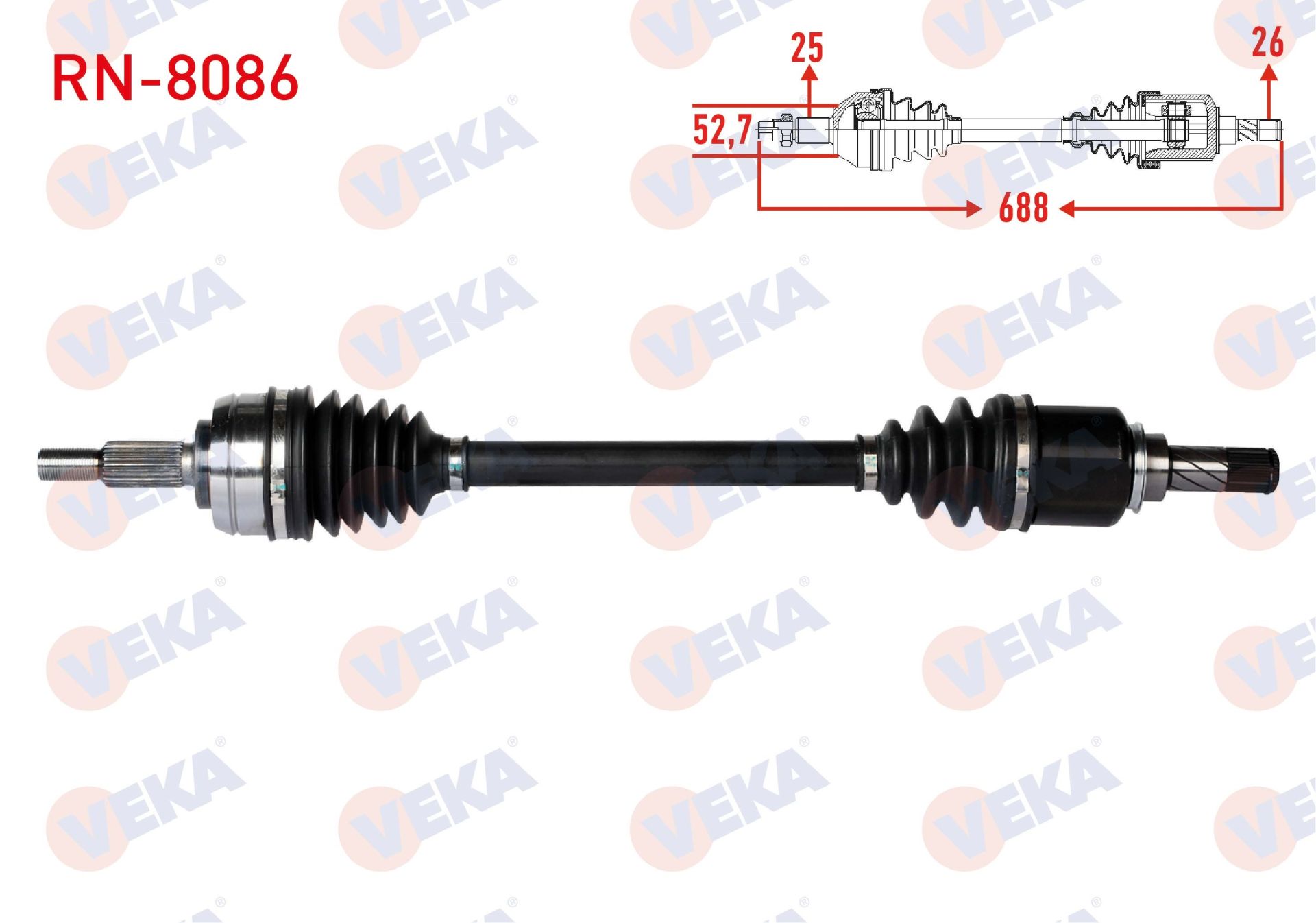 KOMPLE AKS SOL ON RENAULT FLUENCE (L30) 1.5 DCI 5 VITES UZUNLUK 688mm 2009- RN-8086