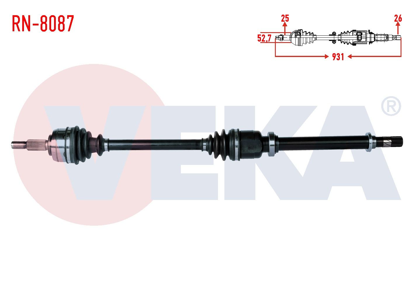 KOMPLE AKS SAG ON RENAULT FLUENCE (L30) 1.5 DCI 5 VITES UZUNLUK 931mm 2009- RN-8087