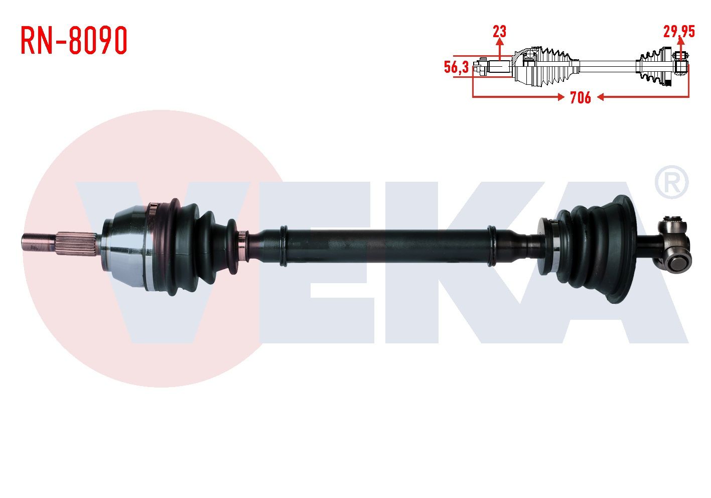 KOMPLE AKS SOL ON RENAULT LAGUNA I (B56,556) 1.6i UZUNLUK 706mm 1993-2001 RN-8090