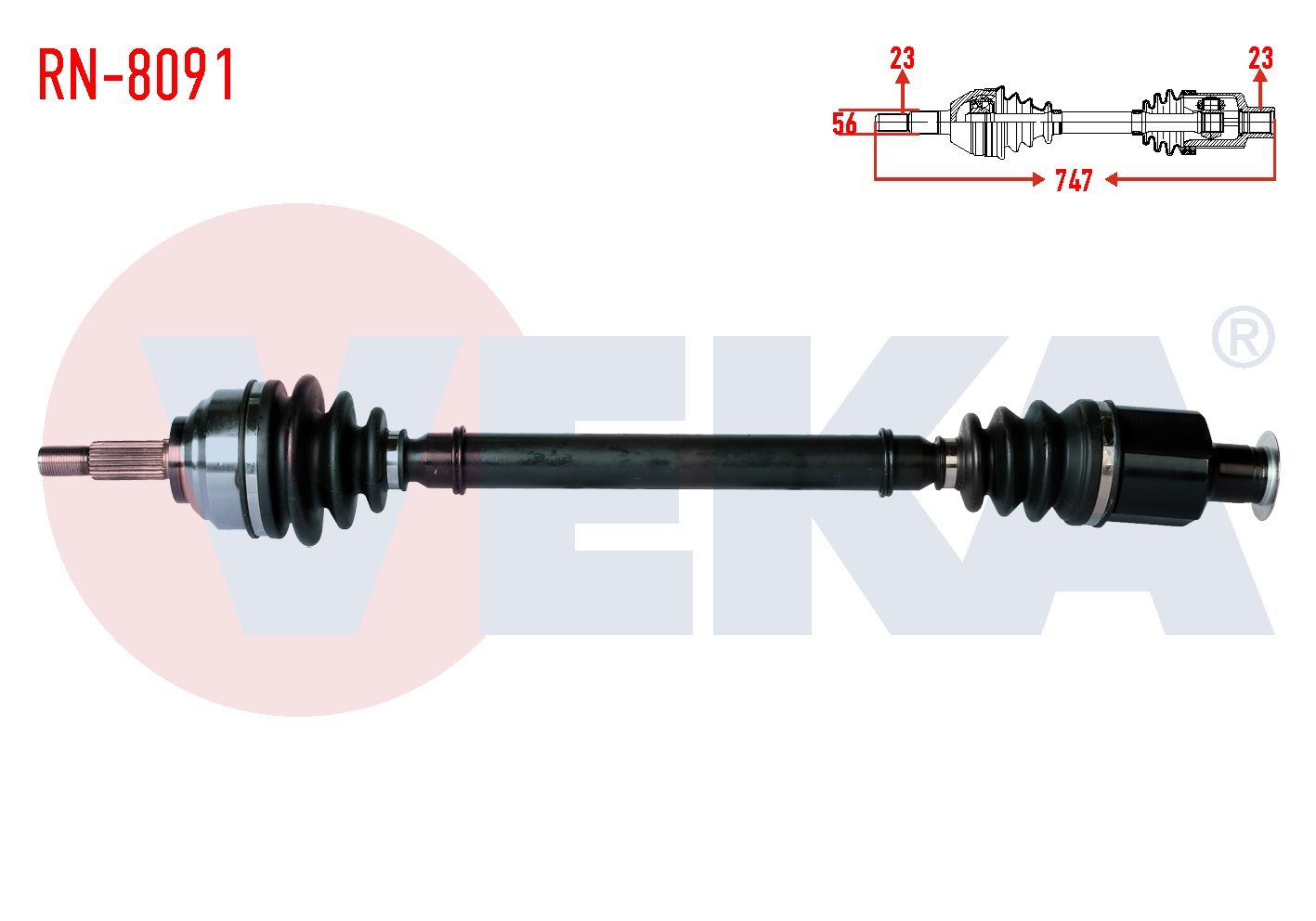 KOMPLE AKS SAG ON RENAULT LAGUNA I (B56,556) 1.6i UZUNLUK 747mm 1993-2001 RN-8091