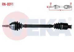 KOMPLE AKS SAG ON RENAULT LAGUNA I (B56,556) 1.6i UZUNLUK 747mm 1993-2001 RN-8091