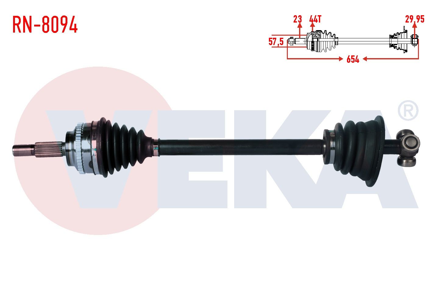 KOMPLE AKS SOL ON RENAULT MEGANE I (BA0/1) 1.9 DT ABSLI 44 DIS UZUNLUK 654mm 1996-2003 RN-8094