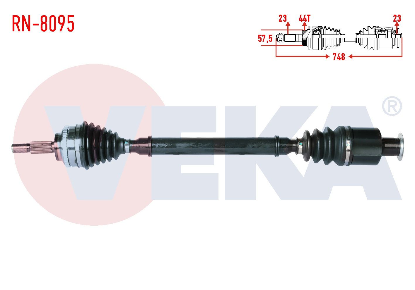 KOMPLE AKS SAG ON RENAULT MEGANE I (BA0/1) 1.9 DT ABSLI 44 DIS UZUNLUK 748mm 1996-2003 RN-8095