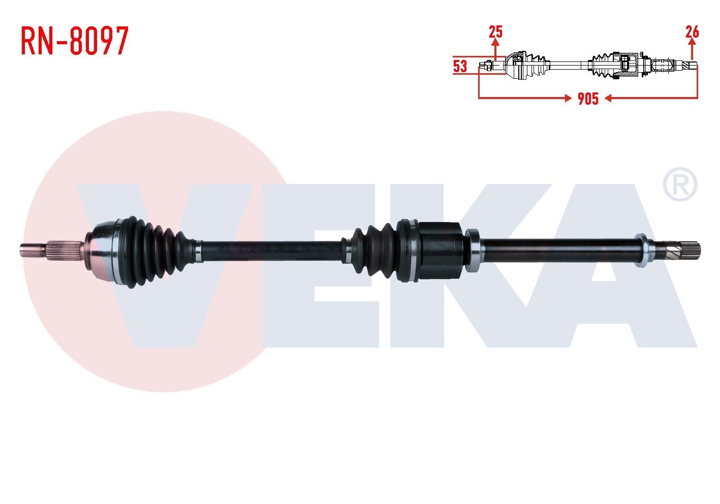 KOMPLE AKS SAG ON RENAULT MEGANE II (BM0/1,CM0/1) 1.5 DCI M-T 6 VITES UZUNLUK 905mm 2002-2008 RN-8097