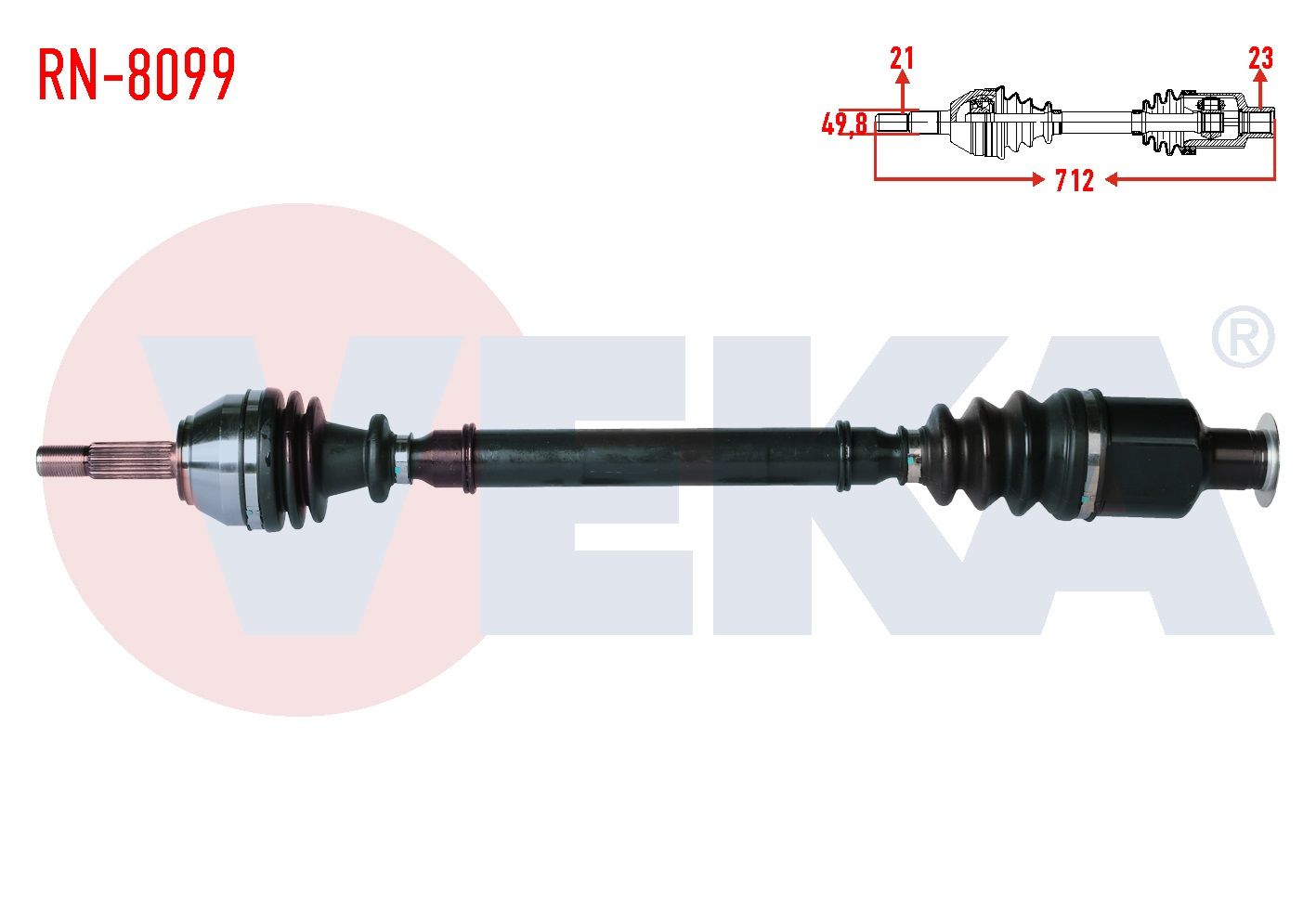 KOMPLE AKS SAG ON RENAULT CLIO II (BB0/1/2,CB0/1/2) 1.4i UZUNLUK 712mm 1998-2005 RN-8099