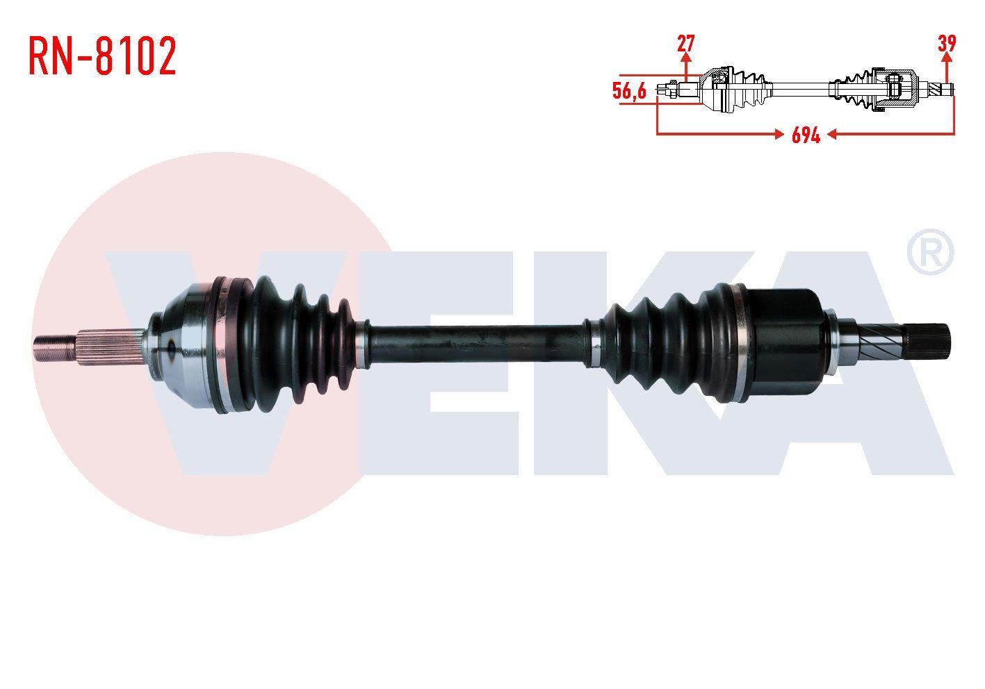 KOMPLE AKS SOL ON UZUNLUK 694mm RENAULT TRAFIC II 2.0 DCI 2001-2014 / OPEL VIVARO (X83) 2.0 CDTI 2015- RN-8102