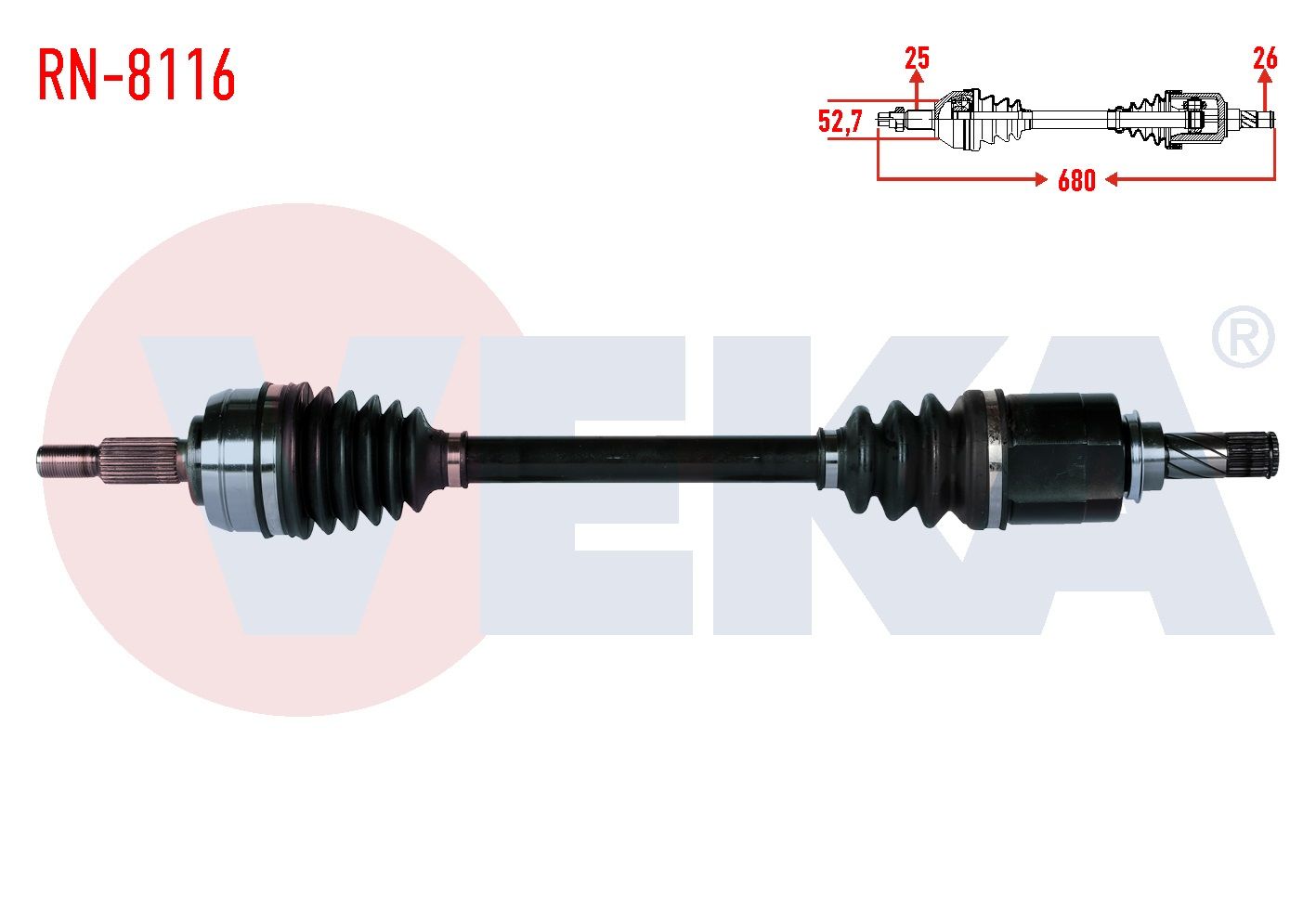 KOMPLE AKS SOL ON RENAULT FLUENCE (L30) 1.5 DCI 6 VITES UZUNLUK 680mm 2009- RN-8116