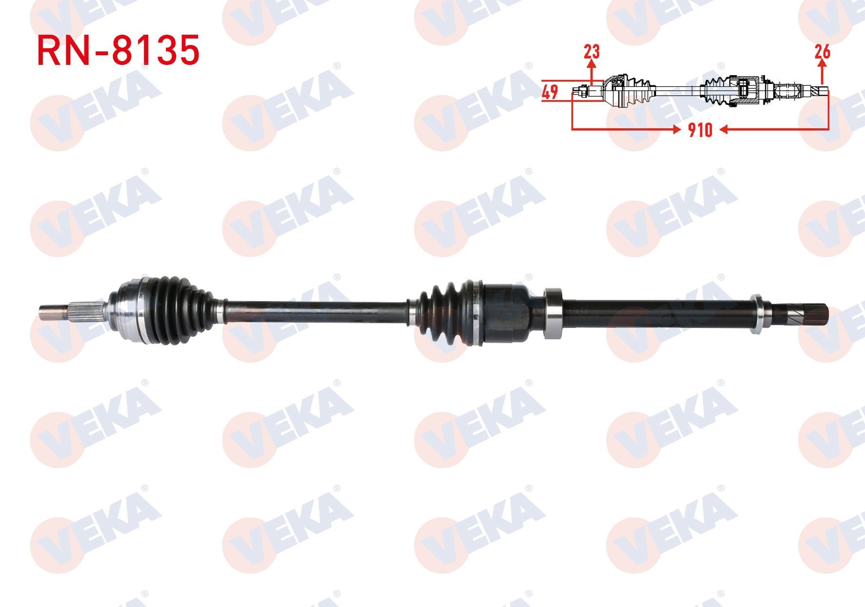 KOMPLE AKS SAG ON UZUNLUK 910mm RENAULT CLIO IV 1.5 DCI 2012- / DACIA LOGAN MCV 1.5 CDI 2013- RN-8135