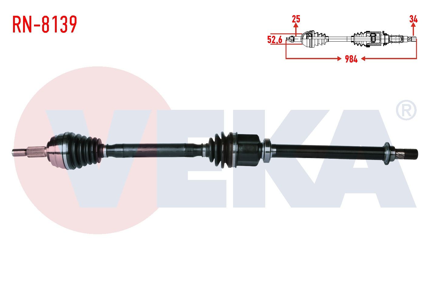 KOMPLE AKS SAG ON RENAULT FLUENCE (L30) 1.5 DCI 6 VITES A-T UZUNLUK 984 mm 2009- RN-8139