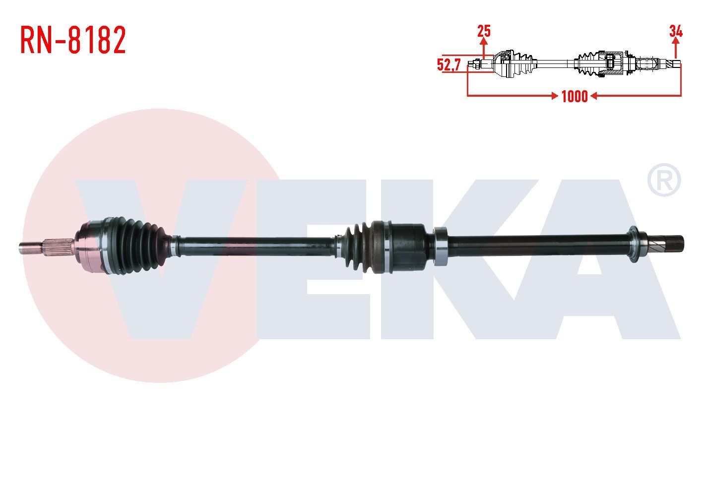 KOMPLE AKS SAG ON UZUNLUK 1040mm RENAULT MEGANE IV (BVA6) 1.5 DCI (EURO 6) 6 A-T (SNZ-DC4) 2016- RN-8182