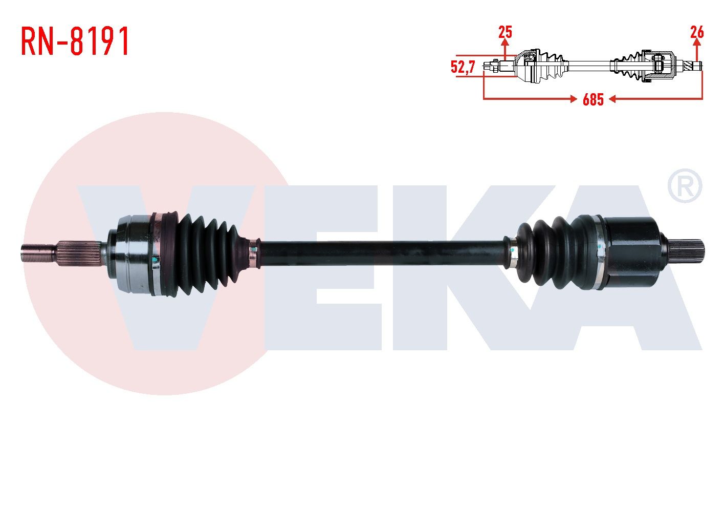 KOMPLE AKS SOL ON RENAULT FLUENCE (L30) 1.6 16v A-T UZUNLUK 685mm 2009- RN-8191