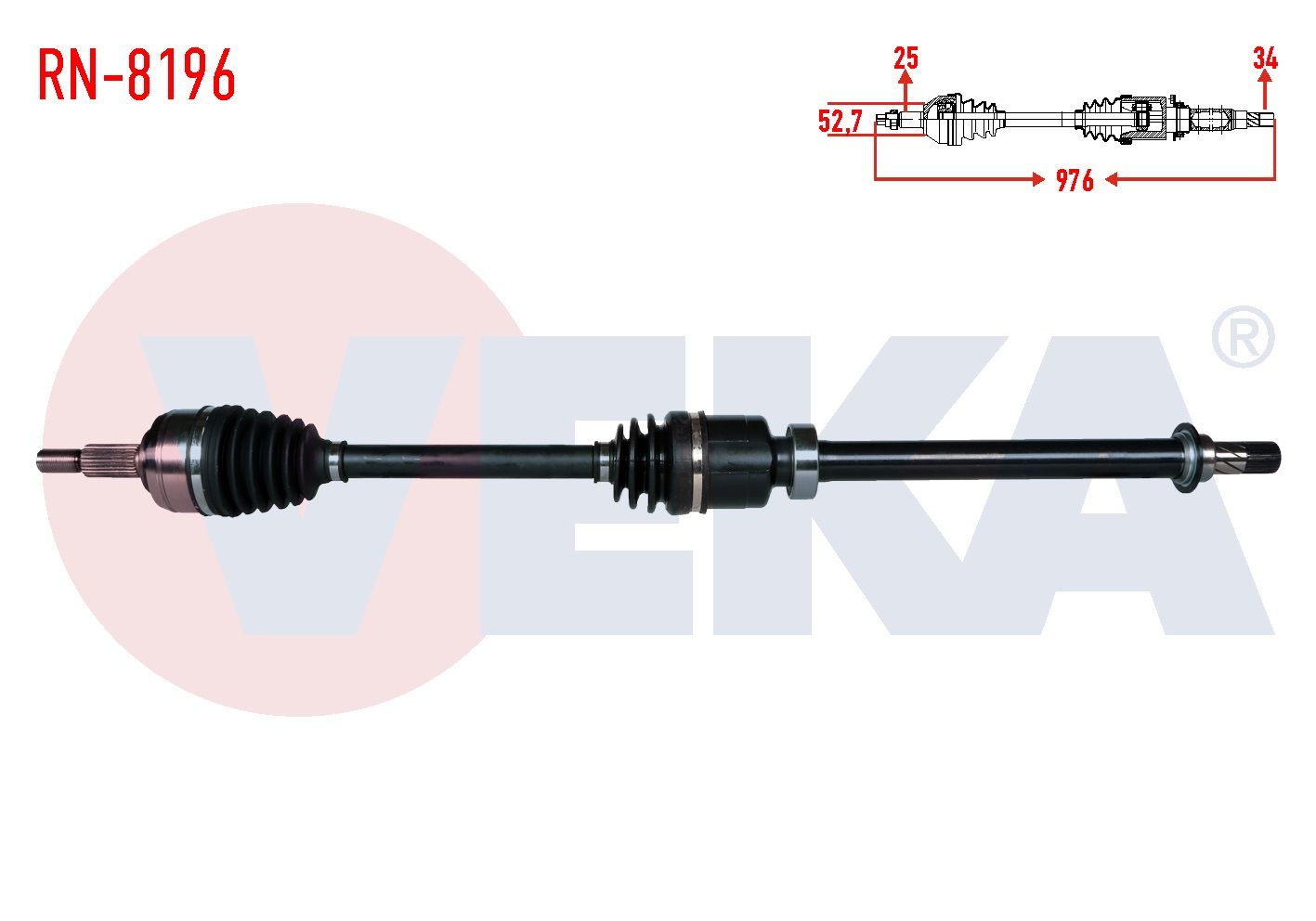 KOMPLE AKS SAG ON RENAULT CAPTUR 1.2 - 1.5 DCI A-T UZUNLUK 976mm 2013- RN-8196