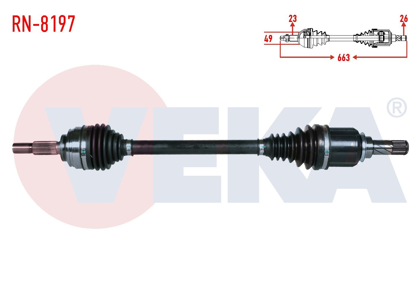 KOMPLE AKS SOL ON RENAULT CLIO IV 0.9 TCE UZUNLUK 663mm 2012- RN-8197
