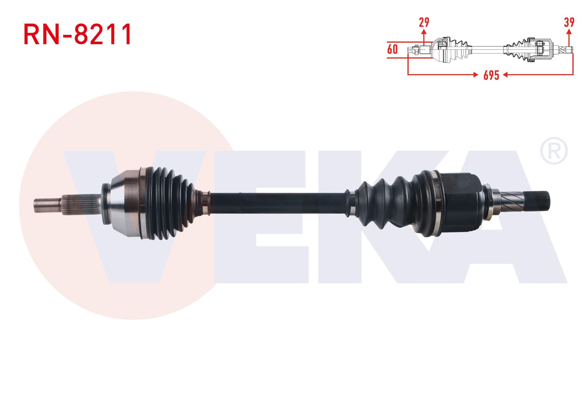 KOMPLE AKS SOL ON UZUNLUK 695 mm RENAULT TRAFIC III 1.6 DCI 2014- / OPEL VIVARO C 1.6 CDTI - 2.0 CDTI 2019- RN-8211