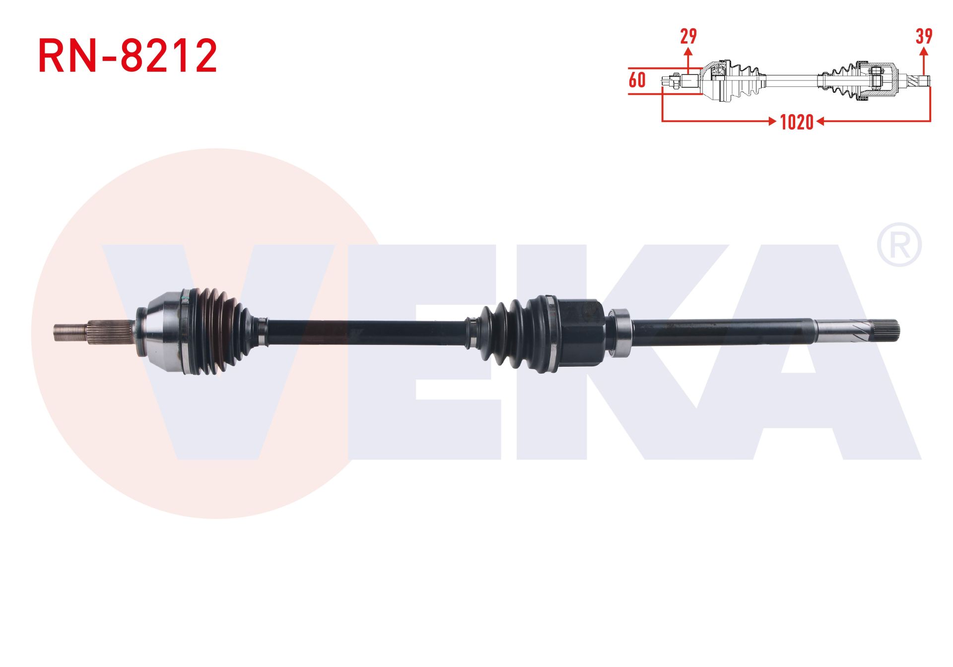 KOMPLE AKS SAG ON UZUNLUK 1020 mm RENAULT TRAFIC III 1.6 DCI 2014- / OPEL VIVARO C 1.6 CDTI - 2.0 CDTI 2019- RN-8212