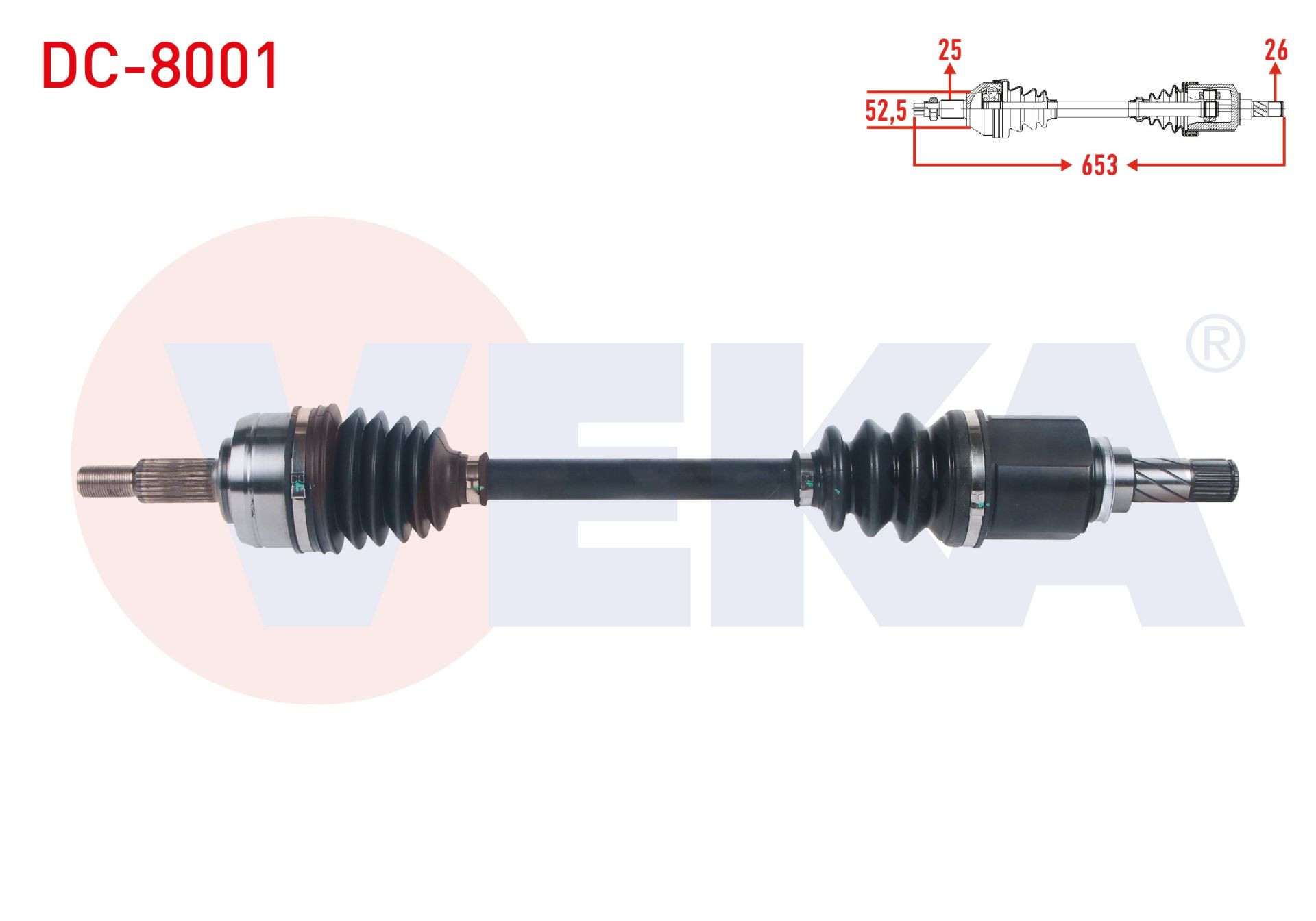 KOMPLE AKS SOL ON UZUNLUK 653mm DACIA DOKKER 1.5 DCI - 1.6i 6 VITES 2012- / LODGY 1.5 DCI 6 VITES 2012- DC-8001