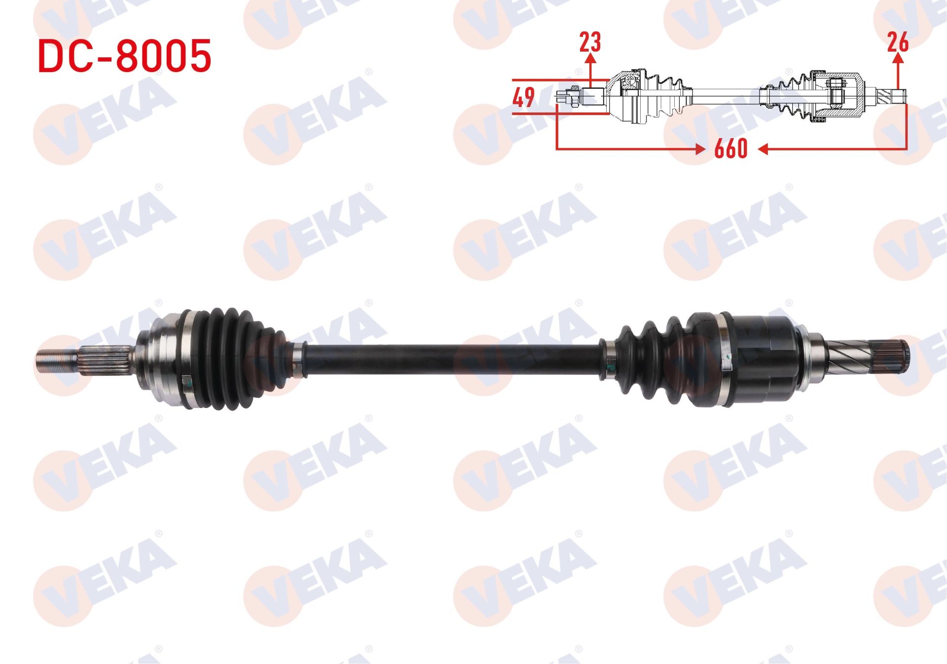 KOMPLE AKS SOL ON UZUNLUK 660mm DACIA LOGAN II / SANDERO II 1.0 SCE 6 M-T 2016- - DC-8005