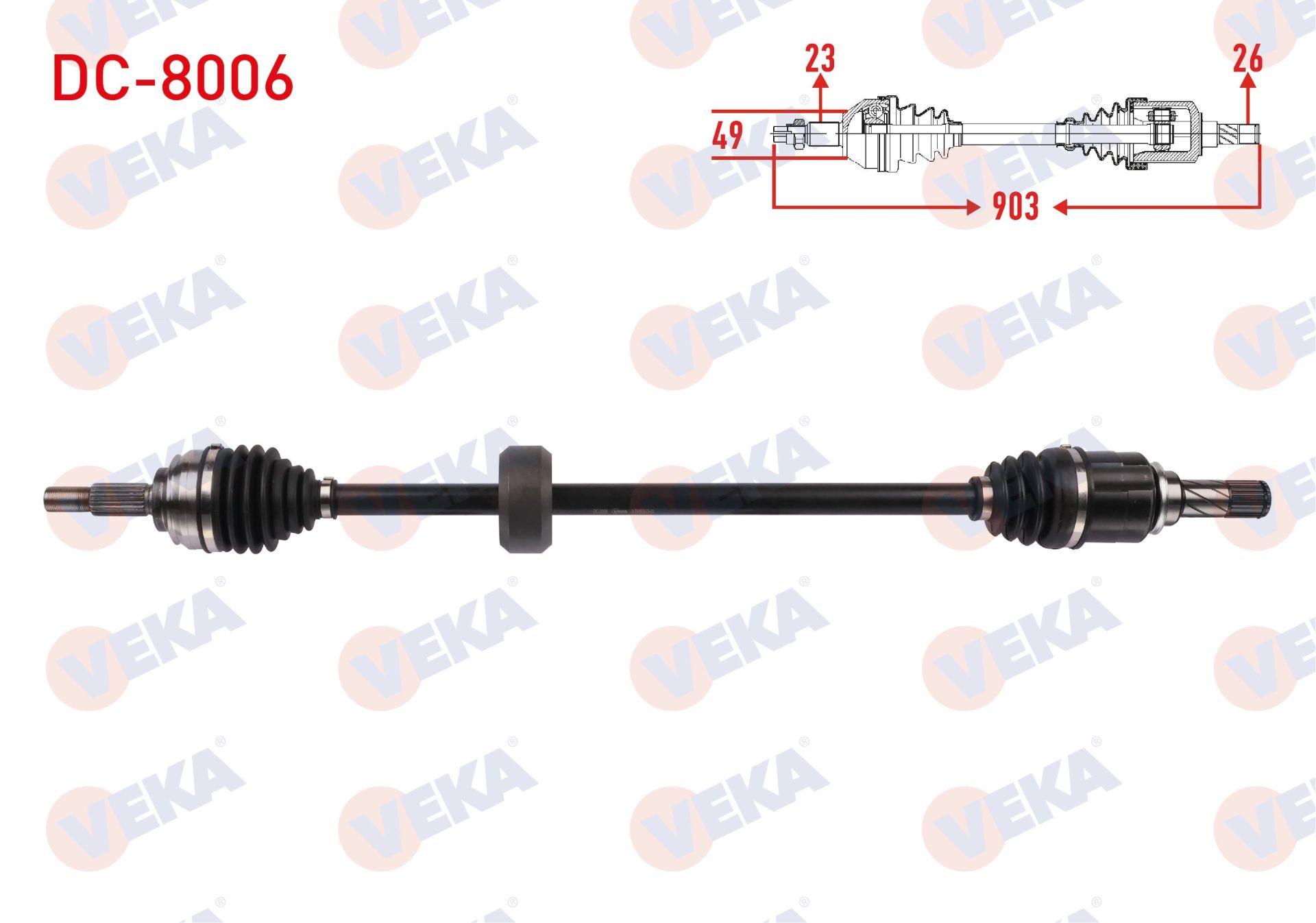 KOMPLE AKS SAG ON UZUNLUK 903mm DACIA LOGAN II / SANDERO II 1.0 SCE 6 M-T 2016- - DC-8006