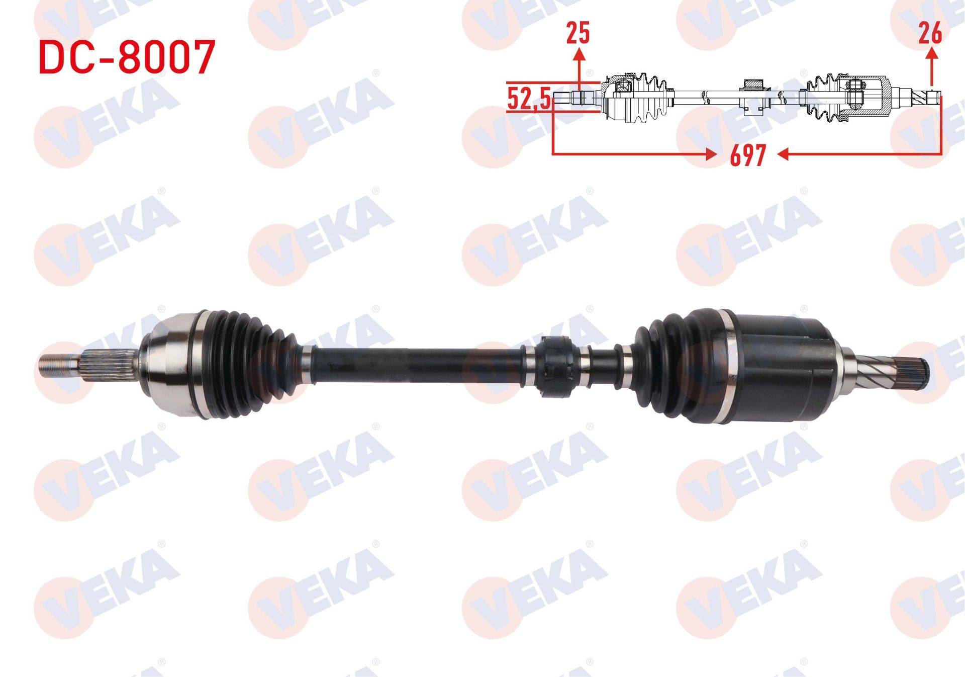 KOMPLE AKS SOL ON UZUNLUK 697mm DACIA DUSTER 1.0 TCe 2019-  DC-8007