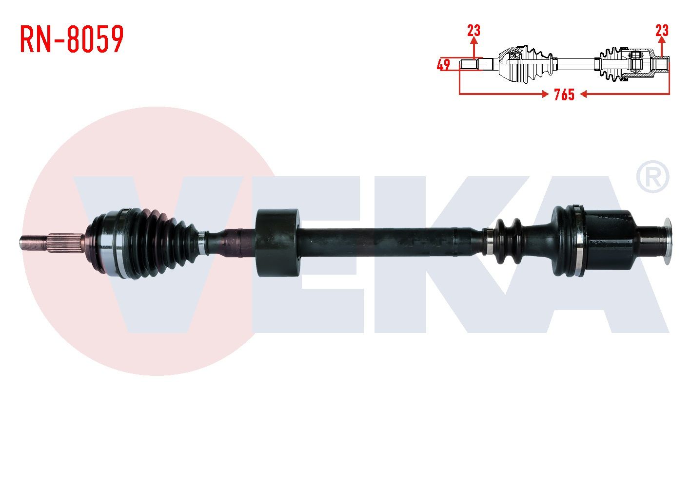 KOMPLE AKS SAG ON DACIA LOGAN (LS) 1.5 DCI UZUNLUK 765mm 2004-2012 - RN-8059