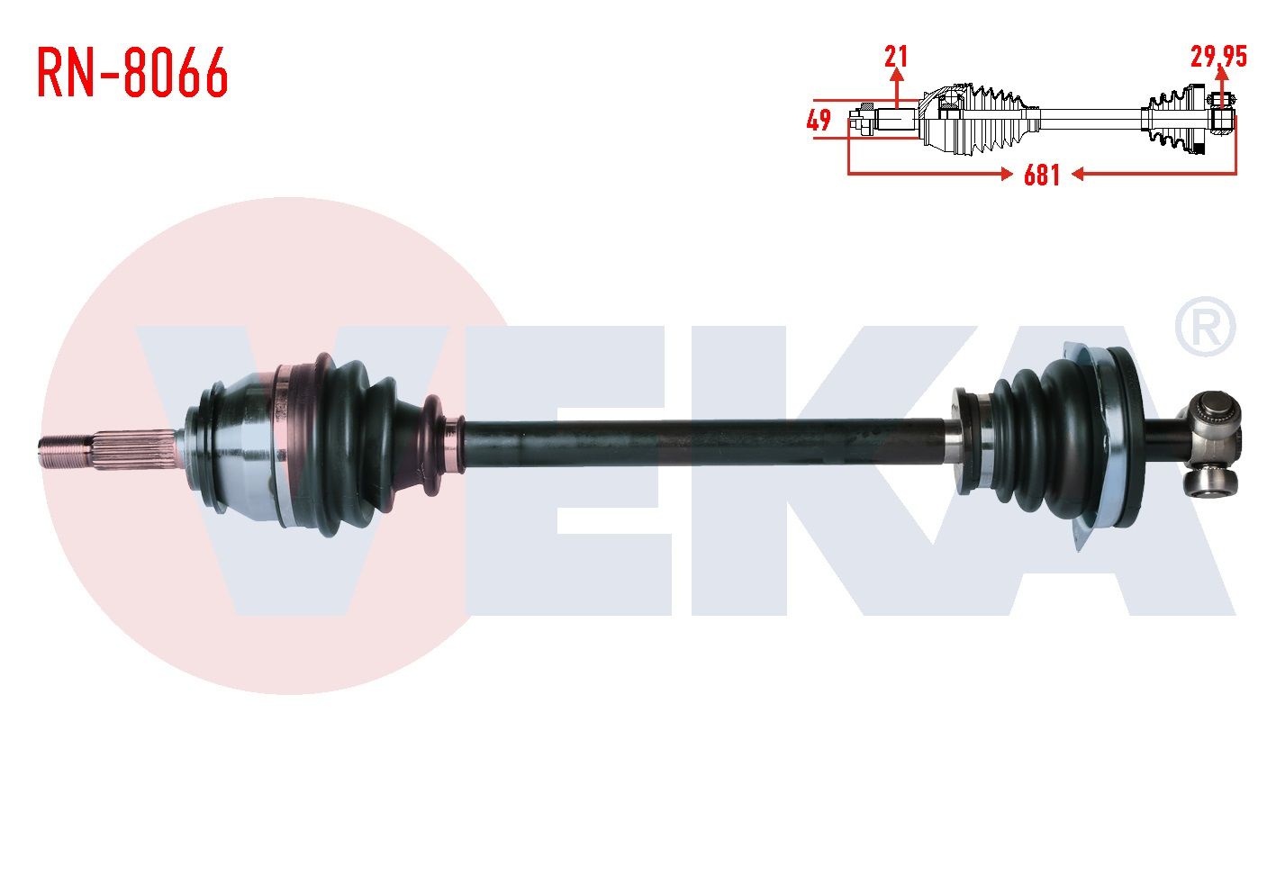 KOMPLE AKS SOL ON DACIA LOGAN (LS) 1.4 UZUNLUK 681 mm 2004-2012 - RN-8066
