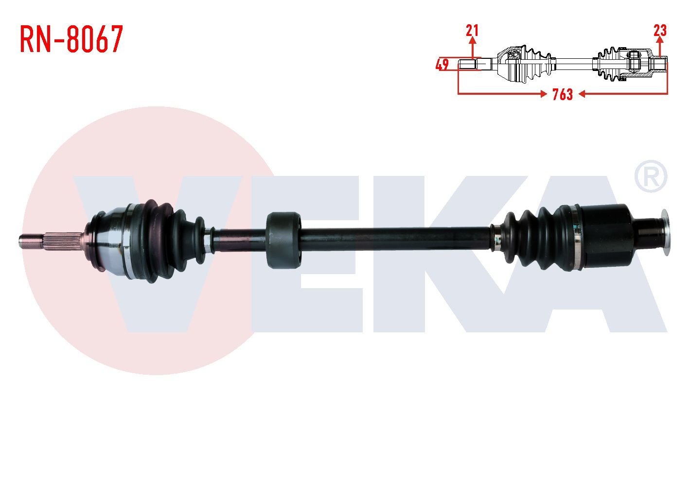KOMPLE AKS SAG ON DACIA LOGAN (LS) 1.4 UZUNLUK 763mm 2004-2012 - RN-8067